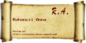 Rohonczi Anna névjegykártya